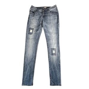 Dear John Womens‎ Skinny Jeans Size 27 Medium Wash Distressed Patchwork